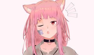 Preview wallpaper girl, neko, ears, pink, anime, art
