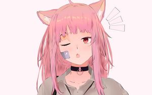 Preview wallpaper girl, neko, ears, pink, anime, art