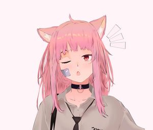 Preview wallpaper girl, neko, ears, pink, anime, art
