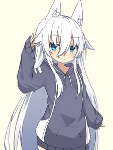 Preview wallpaper girl, neko, ears, gesture, anime, art, cartoon