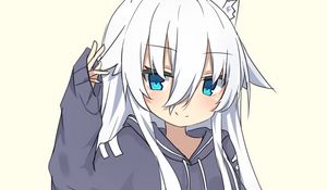 Preview wallpaper girl, neko, ears, gesture, anime, art, cartoon