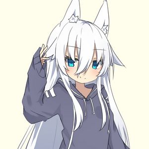 Preview wallpaper girl, neko, ears, gesture, anime, art, cartoon