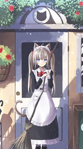 Preview wallpaper girl, neko, ears, maid, anime, art, cartoon