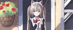 Preview wallpaper girl, neko, ears, maid, anime, art, cartoon