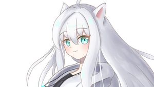 Preview wallpaper girl, neko, ears, tail, anime, art, white