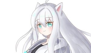 Preview wallpaper girl, neko, ears, tail, anime, art, white