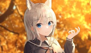 Preview wallpaper girl, neko, ears, schoolgirl, anime, art