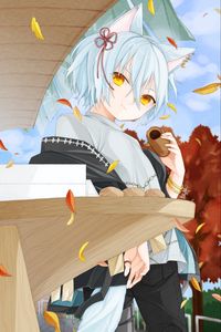 Preview wallpaper girl, neko, ears, dessert, anime