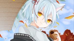 Preview wallpaper girl, neko, ears, dessert, anime