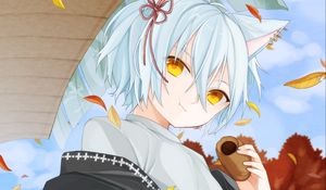Preview wallpaper girl, neko, ears, dessert, anime