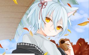 Preview wallpaper girl, neko, ears, dessert, anime