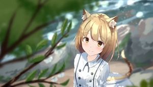 Preview wallpaper girl, neko, ears, smile, dress, anime