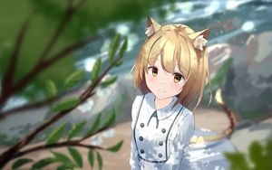 Preview wallpaper girl, neko, ears, smile, dress, anime