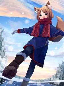 Preview wallpaper girl, neko, ears, winter, anime