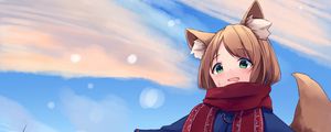 Preview wallpaper girl, neko, ears, winter, anime