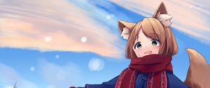 Preview wallpaper girl, neko, ears, winter, anime