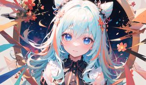 Preview wallpaper girl, neko, ears, hairpins, anime