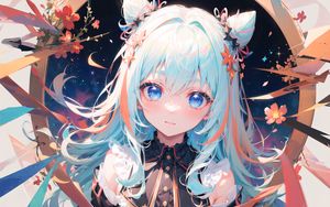 Preview wallpaper girl, neko, ears, hairpins, anime