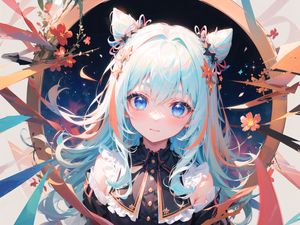 Preview wallpaper girl, neko, ears, hairpins, anime