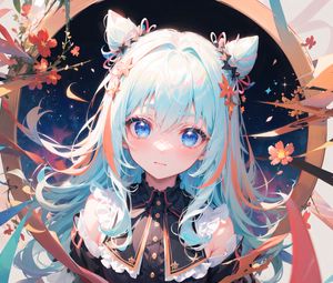 Preview wallpaper girl, neko, ears, hairpins, anime