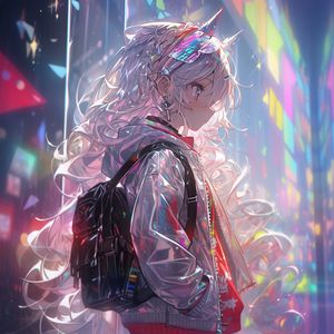 Preview wallpaper girl, neko, ears, backpack, anime
