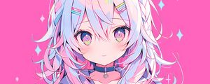 Preview wallpaper girl, neko, ears, hairpins, pink, anime