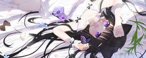 Preview wallpaper girl, neko, flowers, anime, art, cartoon