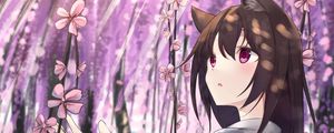 Preview wallpaper girl, neko, flowers, garden, anime