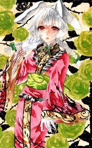 Preview wallpaper girl, neko, flowers, snow, watercolor, anime