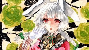 Preview wallpaper girl, neko, flowers, snow, watercolor, anime