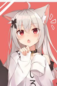 Preview wallpaper girl, neko, gesture, anime, art, cute, ears