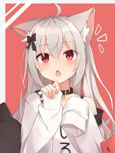 Preview wallpaper girl, neko, gesture, anime, art, cute, ears