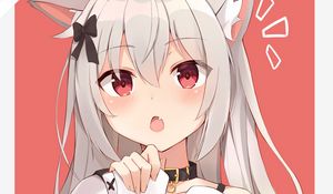 Preview wallpaper girl, neko, gesture, anime, art, cute, ears