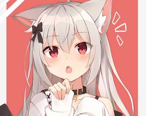 Preview wallpaper girl, neko, gesture, anime, art, cute, ears