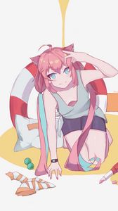 Preview wallpaper girl, neko, gesture, anime