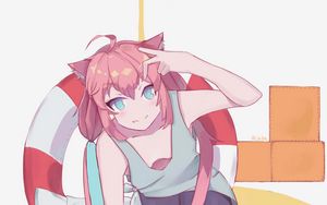 Preview wallpaper girl, neko, gesture, anime