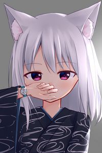 Preview wallpaper girl, neko, gesture, watch, anime