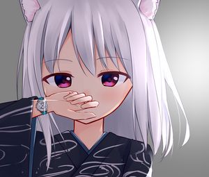 Preview wallpaper girl, neko, gesture, watch, anime