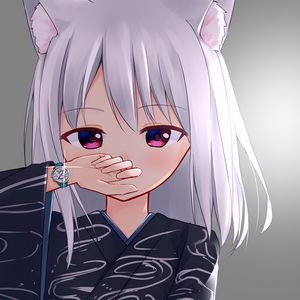 Preview wallpaper girl, neko, gesture, watch, anime