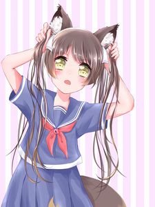 Preview wallpaper girl, neko, hair, blush, anime