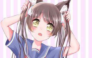 Preview wallpaper girl, neko, hair, blush, anime
