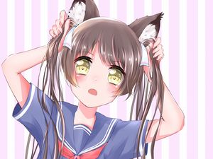 Preview wallpaper girl, neko, hair, blush, anime