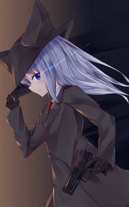 Preview wallpaper girl, neko, hat, lightning, anime