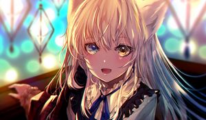 Preview wallpaper girl, neko, heterochromia, anime, art