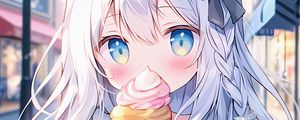 Preview wallpaper girl, neko, ice cream, anime