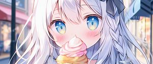 Preview wallpaper girl, neko, ice cream, anime