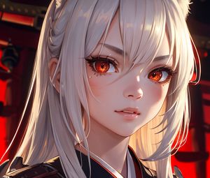 Preview wallpaper girl, neko, kimono, armor, anime