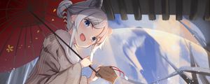 Preview wallpaper girl, neko, kimono, smile, anime