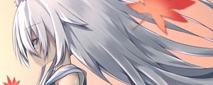 Preview wallpaper girl, neko, leaves, maple, autumn, anime