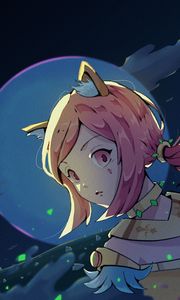 Preview wallpaper girl, neko, moon, fantasy, anime, art